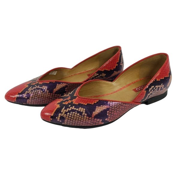 ECCO Red Black & Tan Lizard Like Flats 37 - Picture 3 of 5
